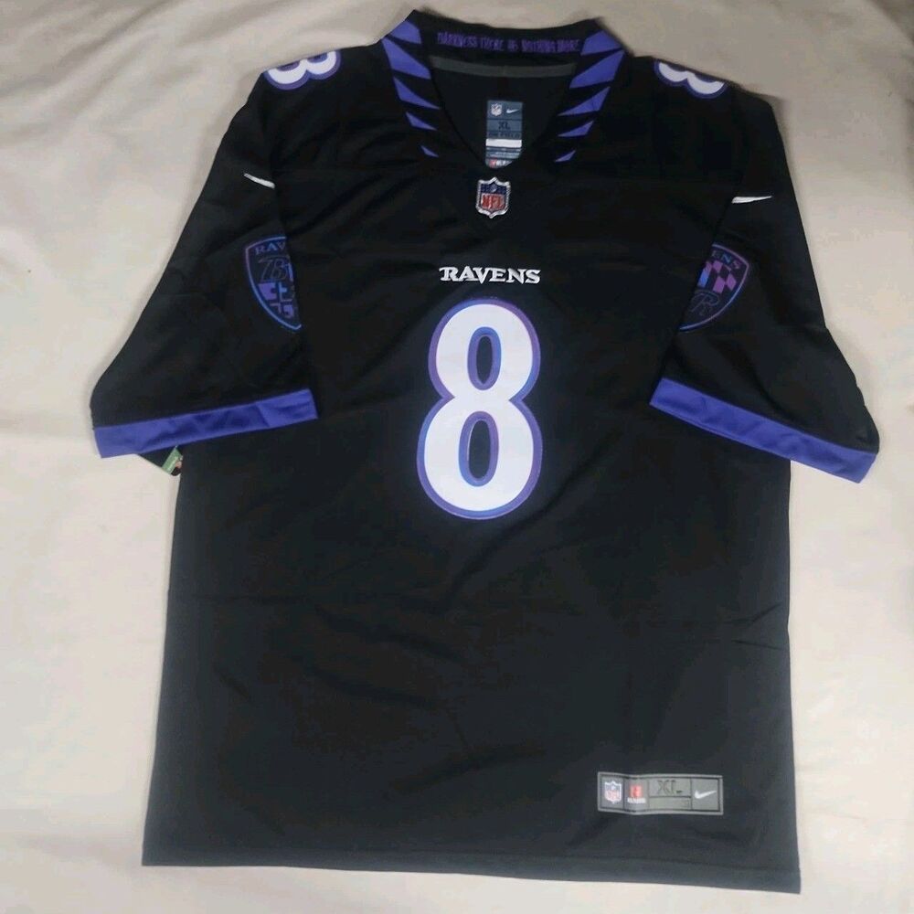 Baltimore Ravens Lamar Jackson #8 Black Stitched Men's Size XL